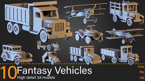 10 Fantasy Vehicles- 3d models-max.fbx.obj