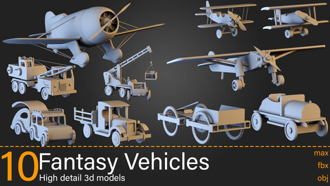 10 Fantasy Vehicles- 3d models-max.fbx.obj