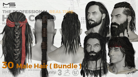 30 Male Hair (Bundle) Realtime Hair card - 50% OFF  for a limited time