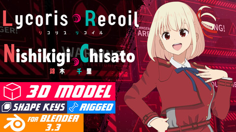 Nishikigi Chisato - Lycoris Recoil - Model 3D Blender