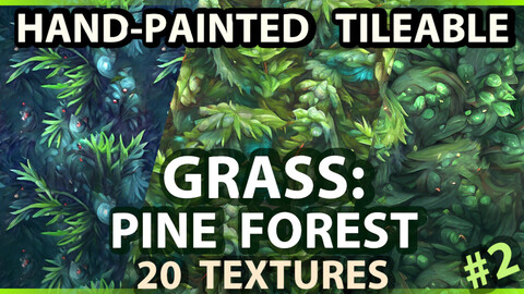 Grass: Pine Forest - 20 TEXTURES (Handpainted, Tileable) #2