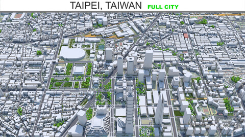 Taipei city Taiwan 3d model 60km