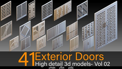 41 Exterior Doors- Vol 02- Kitbash- High detail 3d models