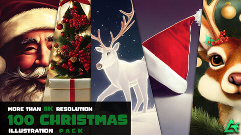 100 Christmas Illustration Pack - More Than 8K Resolution
