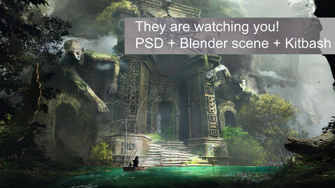"They are watching you!": PSD + Blender scene + Kitbash
