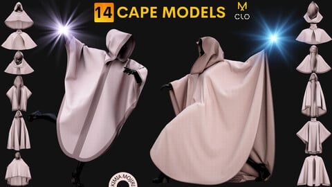 14 Cape Models (Male / Female) - Marvelous Designer / CLO3D PROJECTS+OBJ+FBX