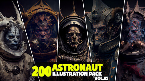 200 Astronaut Illustration Pack Vol.01
