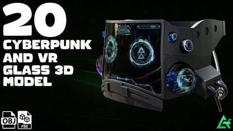 20 CyberPunk and VR Glasses Base Mesh FBX, OBJ