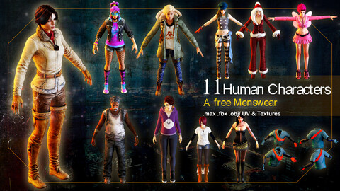 11 Human Characters_ 3d models