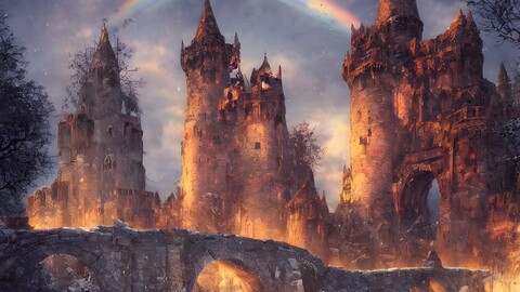 Post apocaliptic fantasy Castle scene