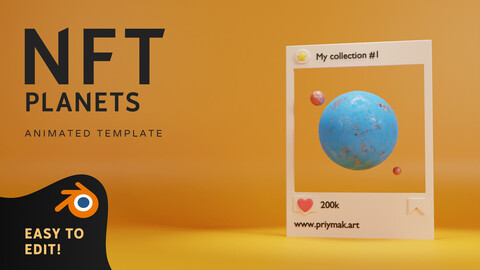 NFT 3D Insta social card | Planets collection  | Template for Blender