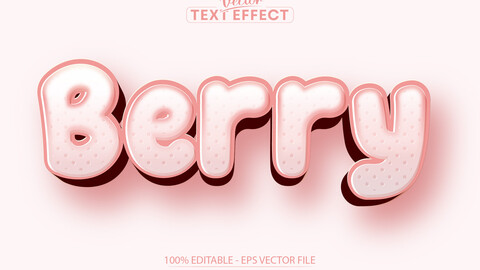 Berry text effect, editable pink cartoon text style