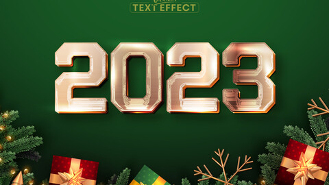 Christmas text effect, editable shiny gold text style