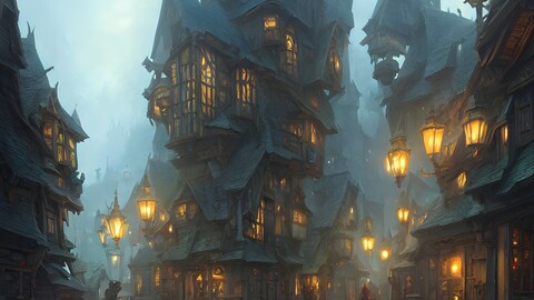 Pack of 6 Fairy Village illustrations