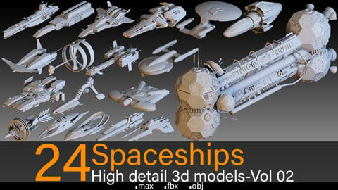 24 Spaceships- Vol 02- High detail 3d models