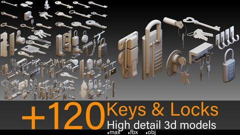 +120 Keys & Locks- High detail 3d models