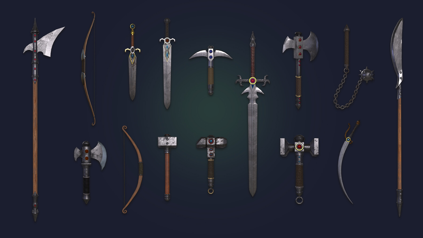 ArtStation - 15 Diffrent types of weapons | Game Assets