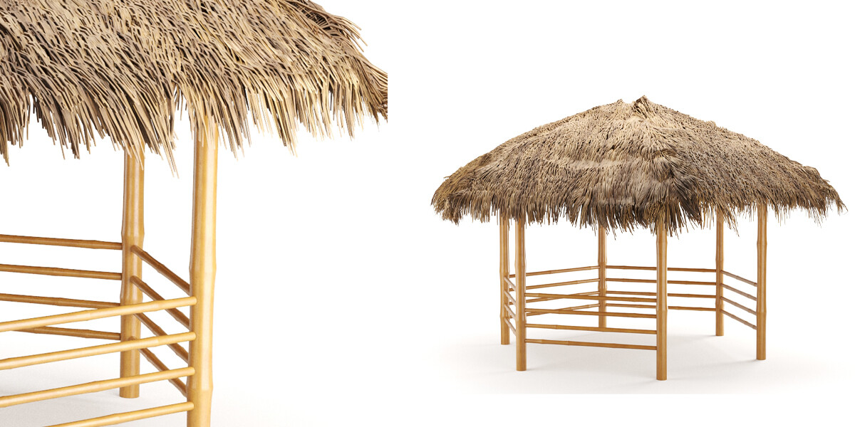 ArtStation - bamboo roof beach restaurant shelter gazebo | Resources