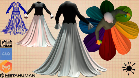 RETOPOLOGY  Flower Dress 1 (MetaHuman avatar)