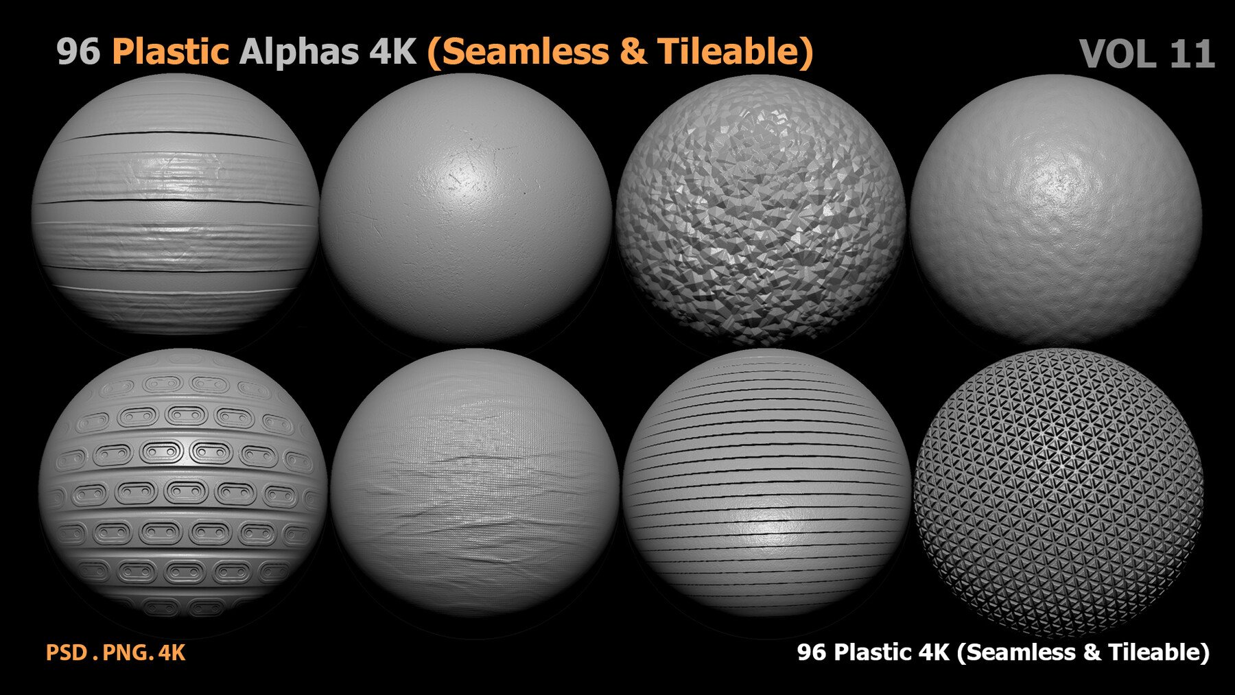 ArtStation - 96 Plastic Alphas (Seamless & Tileable) VOL 11 | Brushes