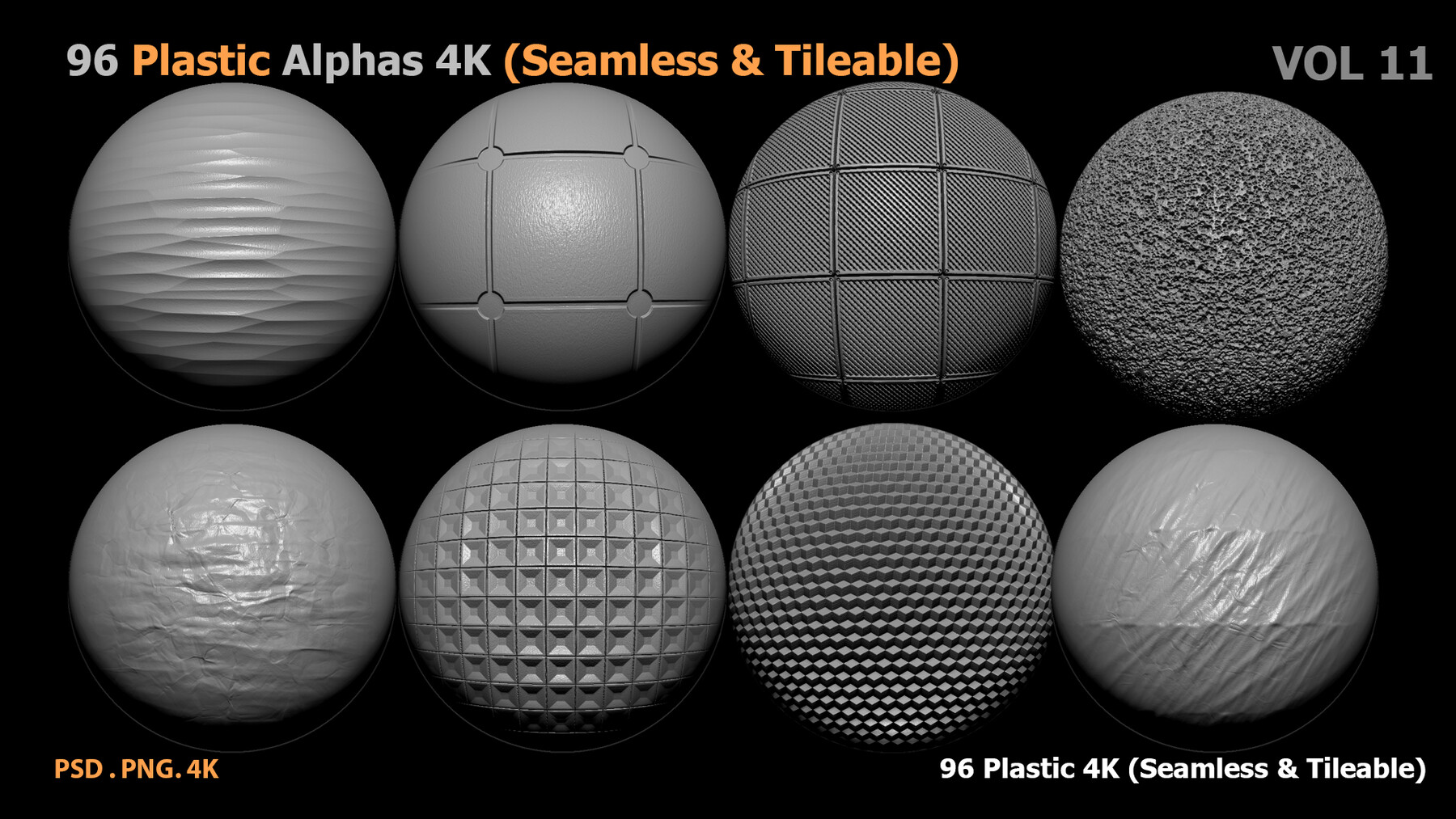 ArtStation - 96 Plastic Alphas (Seamless & Tileable) VOL 11 | Brushes