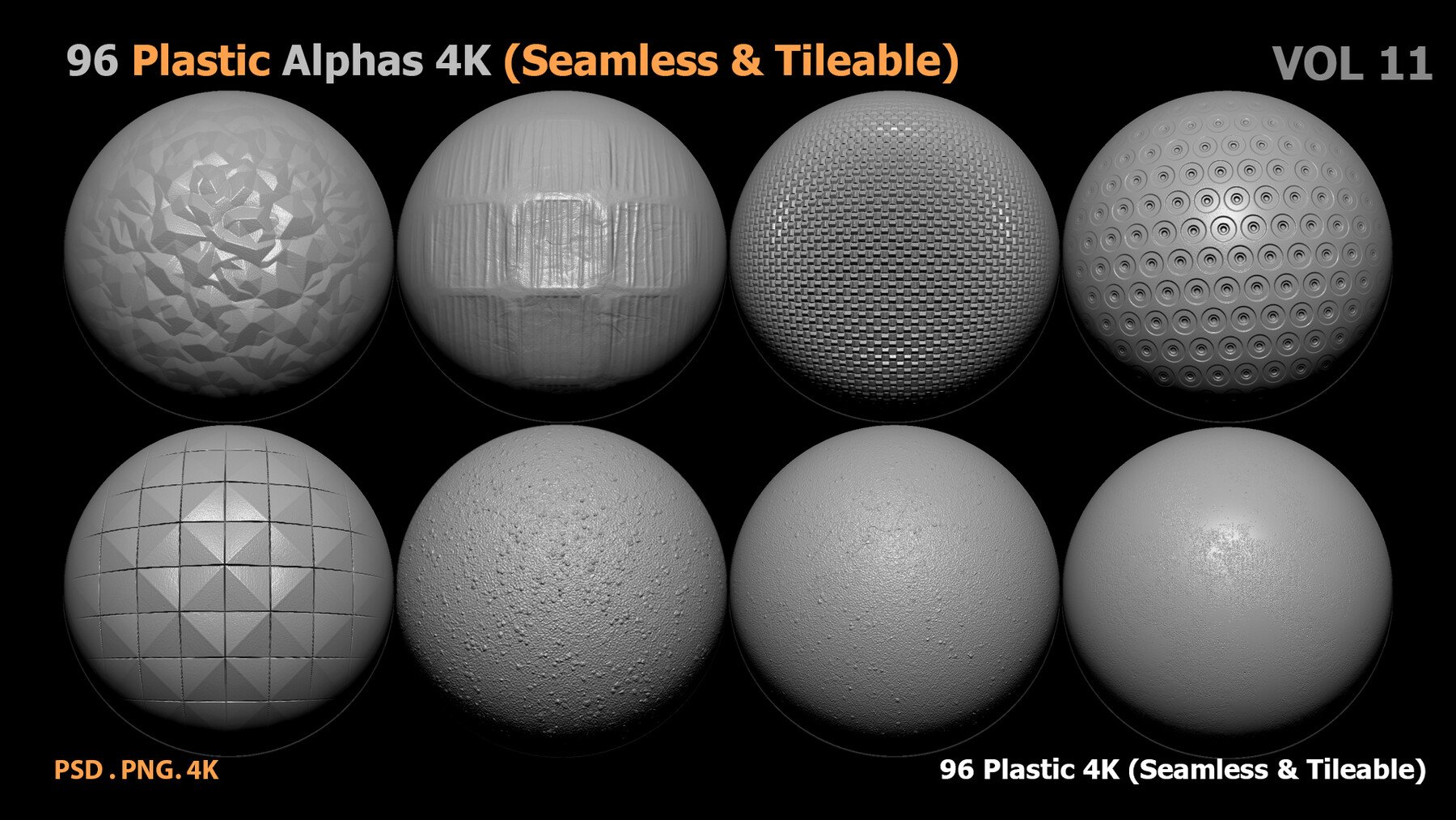 ArtStation - 96 Plastic Alphas (Seamless & Tileable) VOL 11 | Brushes