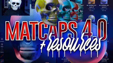 MATCAPS 4.0 - resource pack - png files, nomad sculpt json tools, and 3D skull