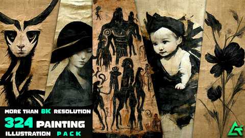 324 Painting Illustration Pack - More Than 8K Resolution
