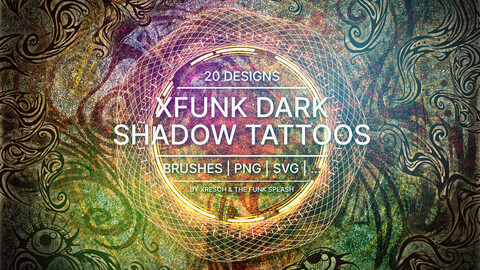XFunk Dark Shadow Tattoos (Vector, PNG, Brushes)