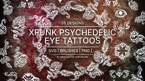 XFunk Psychedelic Eye Tattoos (Vector, PNG, Brushes)