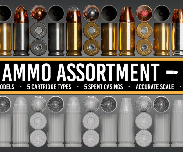 ArtStation - 9MM Ammo Assortment Pack Vol.1 - 9x19mm FMJ/SP