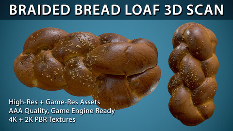 Braided Bread Loaf 3D Scan - Cinematic + Game Ready Models