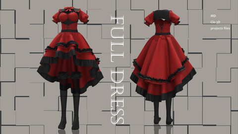 Full dress__Clo3d, Marvelous designer