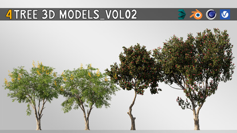 4 Tree Set 3D Models _ Vol 02