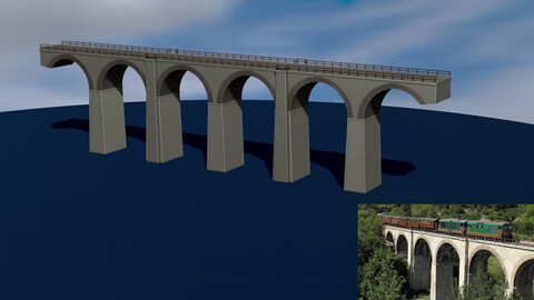Model bridge, H0 scale trains, reproduction viaduct of Cansano (AQ) Italy File STL-OBJ for 3D Printer