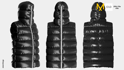 Streetwear Puffer Balaclava Vest #009 - Clo 3D / Marvelous Designer + OBJ / DIGITAL FASHION / HYPEBEAST / FUTURE FASHION