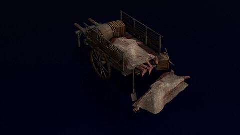 HORROR CART LOW POLY GAME READY