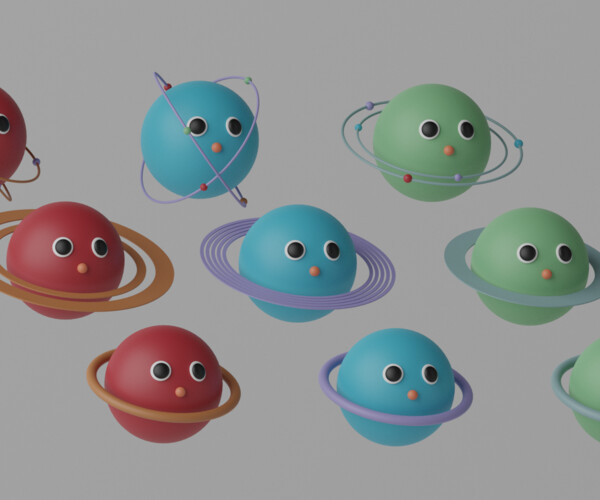 ArtStation - Cartoon Cute Planets Stars Collection 3D model | Resources