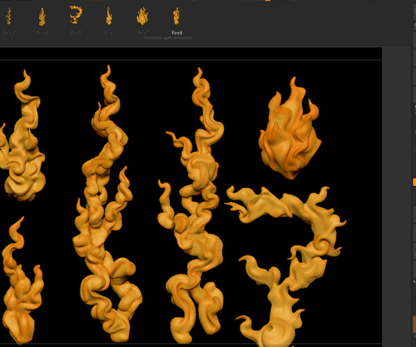 ArtStation fire effect stylized pack 2 IMM brush and .obj files Brushes