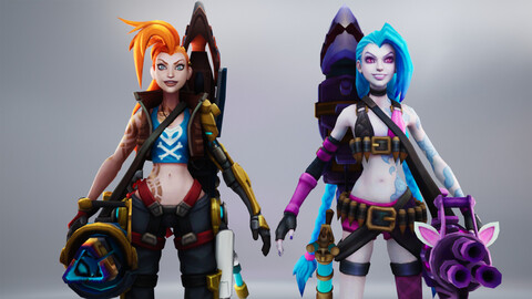 Jinx 2 Skins League Of Legends Characters Low-poly 3D model