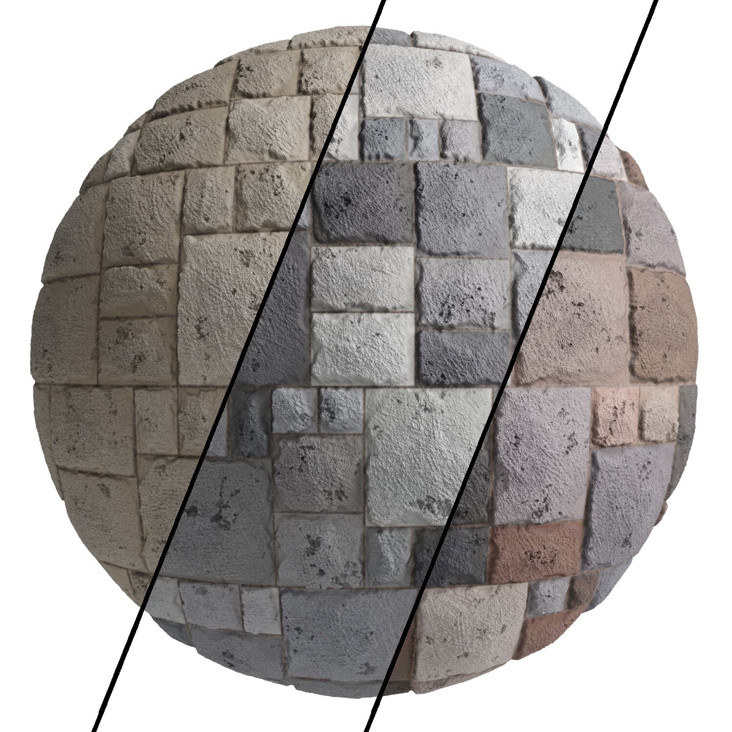 ArtStation - Ston Wall Material 6- By 3 Color, Pbr, 4k, SeamLess, Sbsar ...