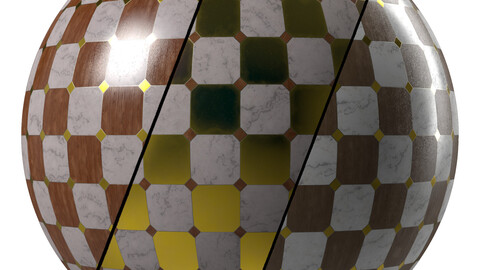Marble Tile Materials 9- Mix by Wood and Metal TIle - Pbr 4k Seamless