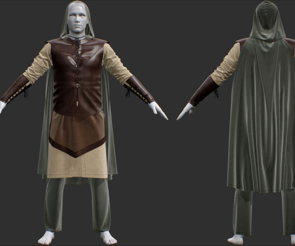 Artstation - Medieval Male Outfit Vol 02( Marvelous Clo +zprj +obj 