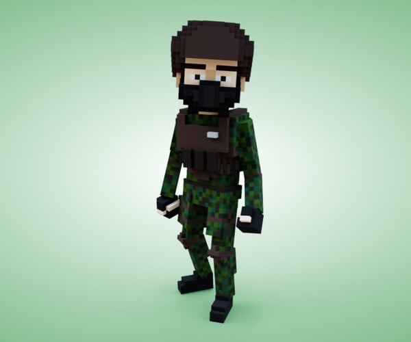 ArtStation - Military Soldier Character - 3D Voxel Model | Game Assets