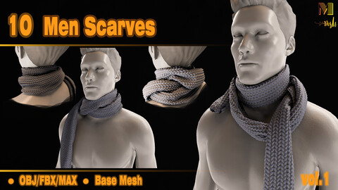 10 Men's Scarves 3D Model - Vol 01