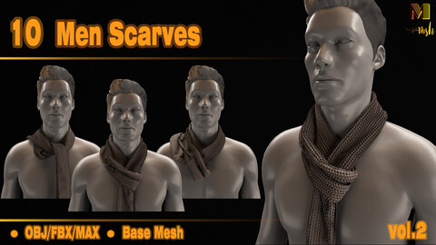10 Men's Scarf 3D Model - Vol 02