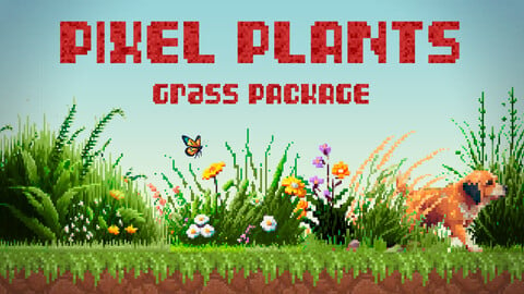 Pixel Plants - x32 Pixel Art Grass Sprites Package