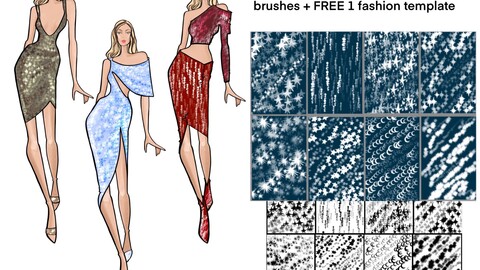 Fashion Brushset for Procreate 8 brushes + FREE 1 fashion template