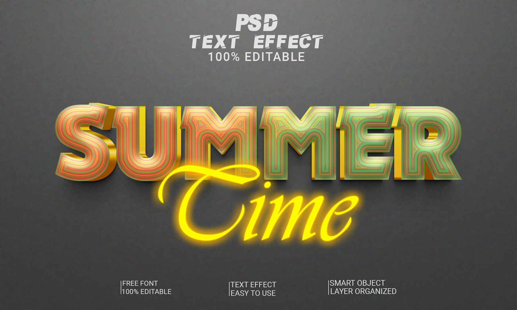 ArtStation - Summer Time PSD fully editable text effect. Layer style ... image.