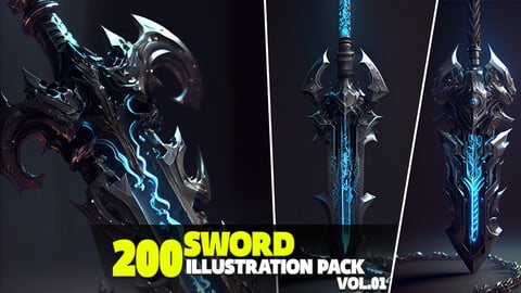200 Sword Illustration Pack Vol.01